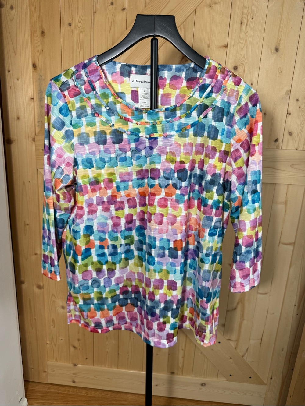 Alfred Dunner Multicolor Watercolor-Print Long Sleeve Tee